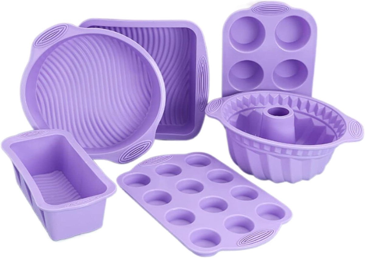 Siliconen Bakvorm - Muffin Cup Toast - Zelfgebakken Desserts Maken - Flexibel Anti-aanbak - 6 Stuks Set - Paars