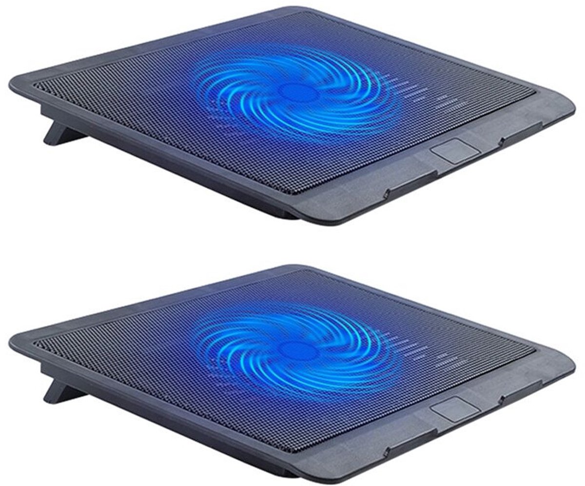 Laptopkoelpad Geschikt voor dubbele ventilator, grote ventilator, laptopventilator, 2-in-1 USB-poort en ledverlichting.