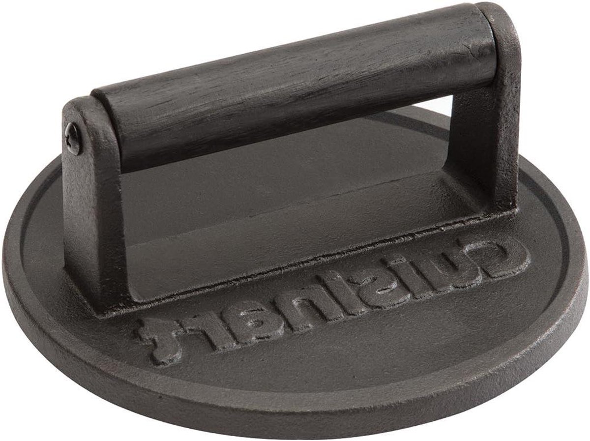 Gietijzeren Hamburgerpers - Burger Smasher - Sappige Burgers Maken - Heavy Duty Constructie - 16 cm Diameter - Zwart