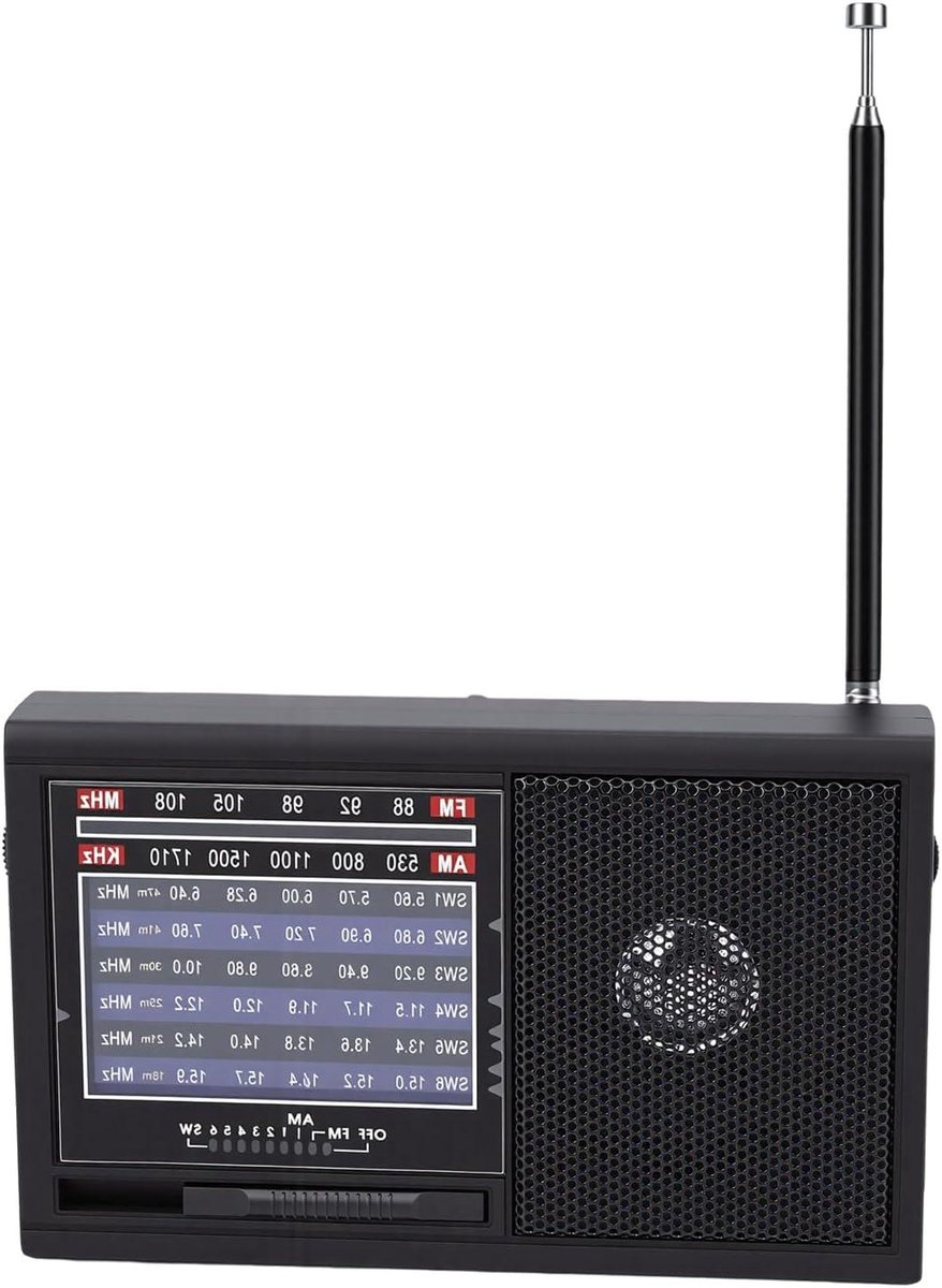 Kleine Noodradio - Draagbare Muziekspeler - Buitenactiviteiten Luisteren - Ingebouwde Batterij - 16 x 9 x 6 cm - Zwart