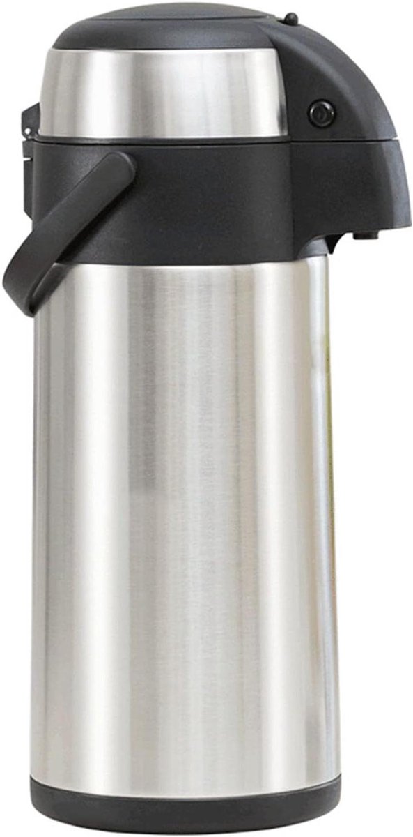 Thermoskan met pomp - Drankdispenser kolf - Dranken warm houden - Vacuüm geïsoleerd - 2 liter - Zilver