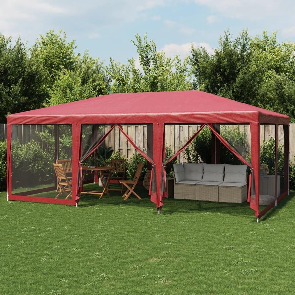 Partytent - Paviljoen Tuintent - Feestelijke Gelegenheden - Waterdicht HDPE Dak - 6x4 meter - Rood