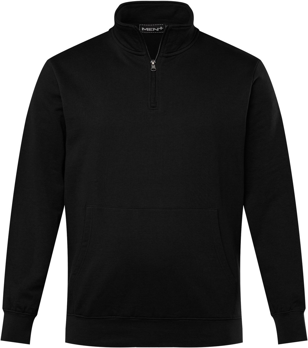 Men Plus - Heren - Sweat-troyer opstaande kraag rits - Zwart - Maat 56+