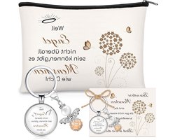 Inspirerende Gift Set voor Collega's met Cosmetica Tas, Sleutelhanger en Groetkaart - Perfecte Verjaardagscadeau voor Vrienden en Afscheid van Werk