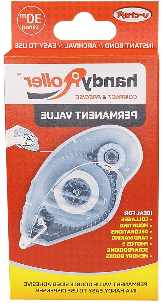 Lijmroller Permanent - Dubbelzijdig plakband - Hobby en Kantoor - 30 meter rol - 1 cm breed - Groen