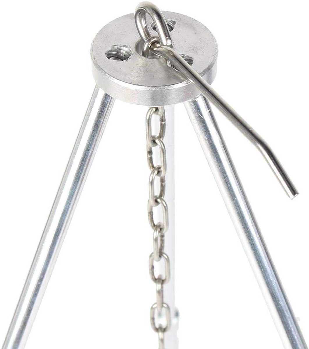 Draagbare Barbecue - Opvouwbaar Statief - Outdoor Koken - Hangend Ontwerp - 80 cm Hoogte - Zilver
