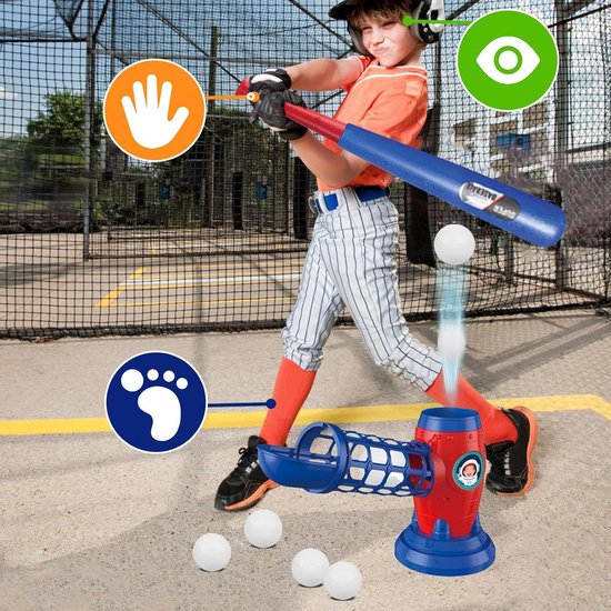 Honkbalwerper set - Kinderspel - Slagvaardigheid oefenen - Automatische baluitworp - 5 ballen capaciteit - Multicolor — afbeelding 3