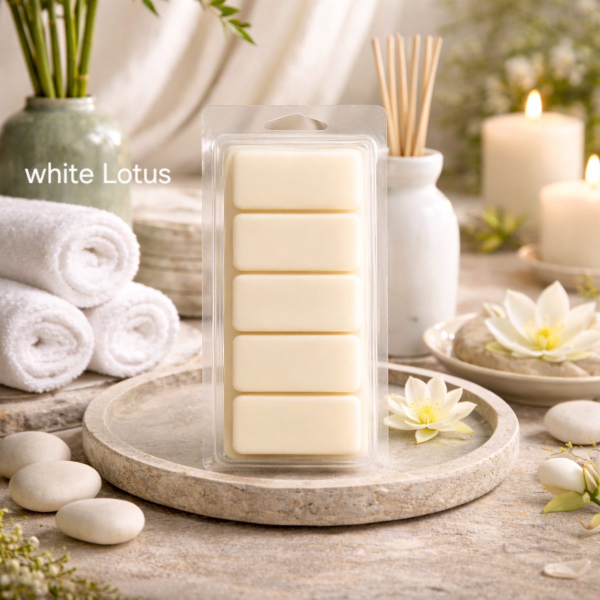 Waxmelts White Lotus Dao - Snapbar - 55 gram - Sojawas - Handmade - Dierproefvrij - Vegan - Huisparfum - Voor in geurbrander - Waxbrander - Geur in huis - Wax melt - Geurkaars - Parfum