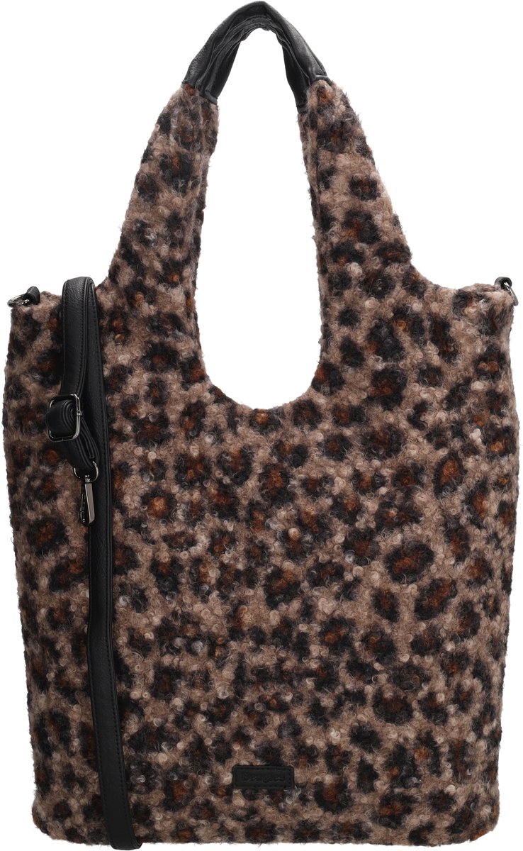 Beagles Nancy Shopper - Teddy Look - Schoudertas - Verstelbare Schouderband - Damestas - Casual - Tote Bag - Dames Tas - Leopard brown
