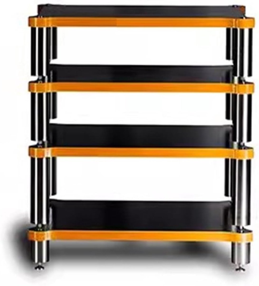 HiFi Rack Kast - Audio Meubel - Componenten Opbergen - Massief Hout Constructie - 4 Tier - Zwart
