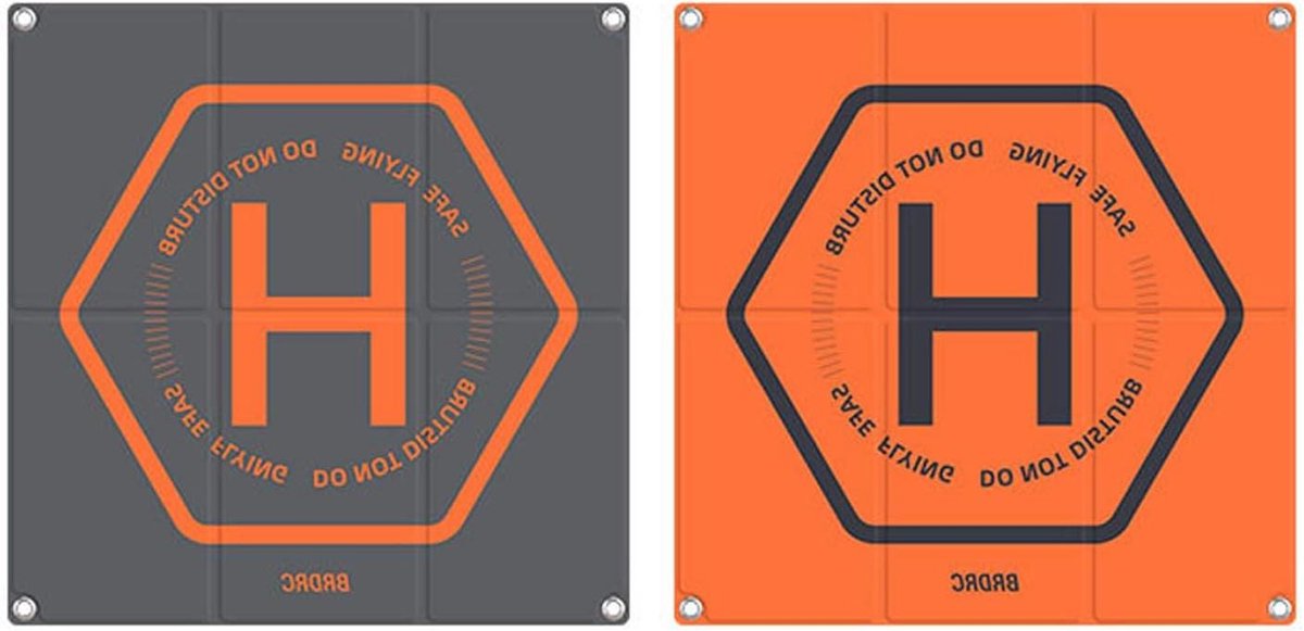 Drone Landingsmat - Opvouwbaar Helipad - Veilig Landen - Dubbelzijdig Ontwerp - 50 cm Diameter - Zwart Oranje