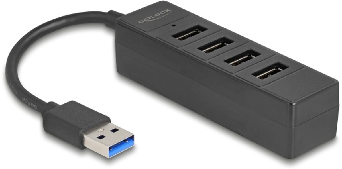 DeLOCK 64350 interface hub USB 3.2 Gen 1 (3.1 Gen 1) Type-A 5000 Mbit/s Zwart