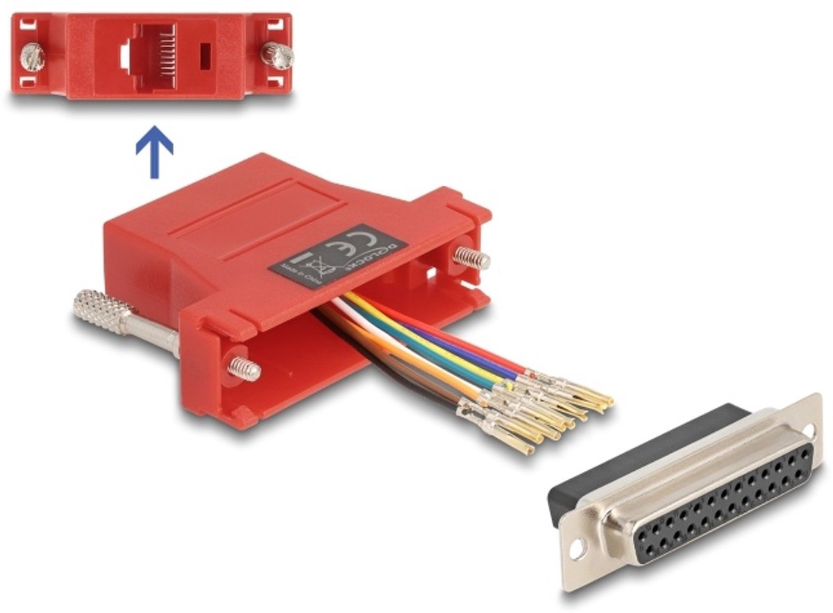 Delock D-Sub 25 pin female to RJ45 female Assembly Kit red