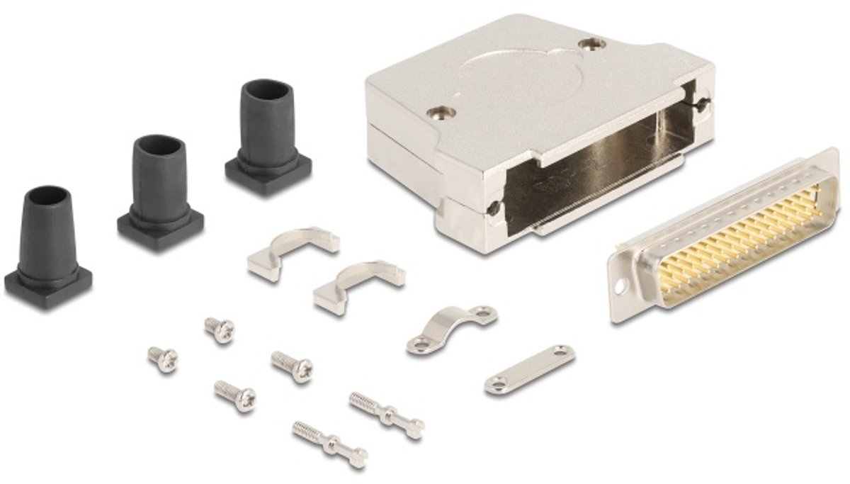 Delock Sub-D connector housing 50 pin metal including male connector and mounting material