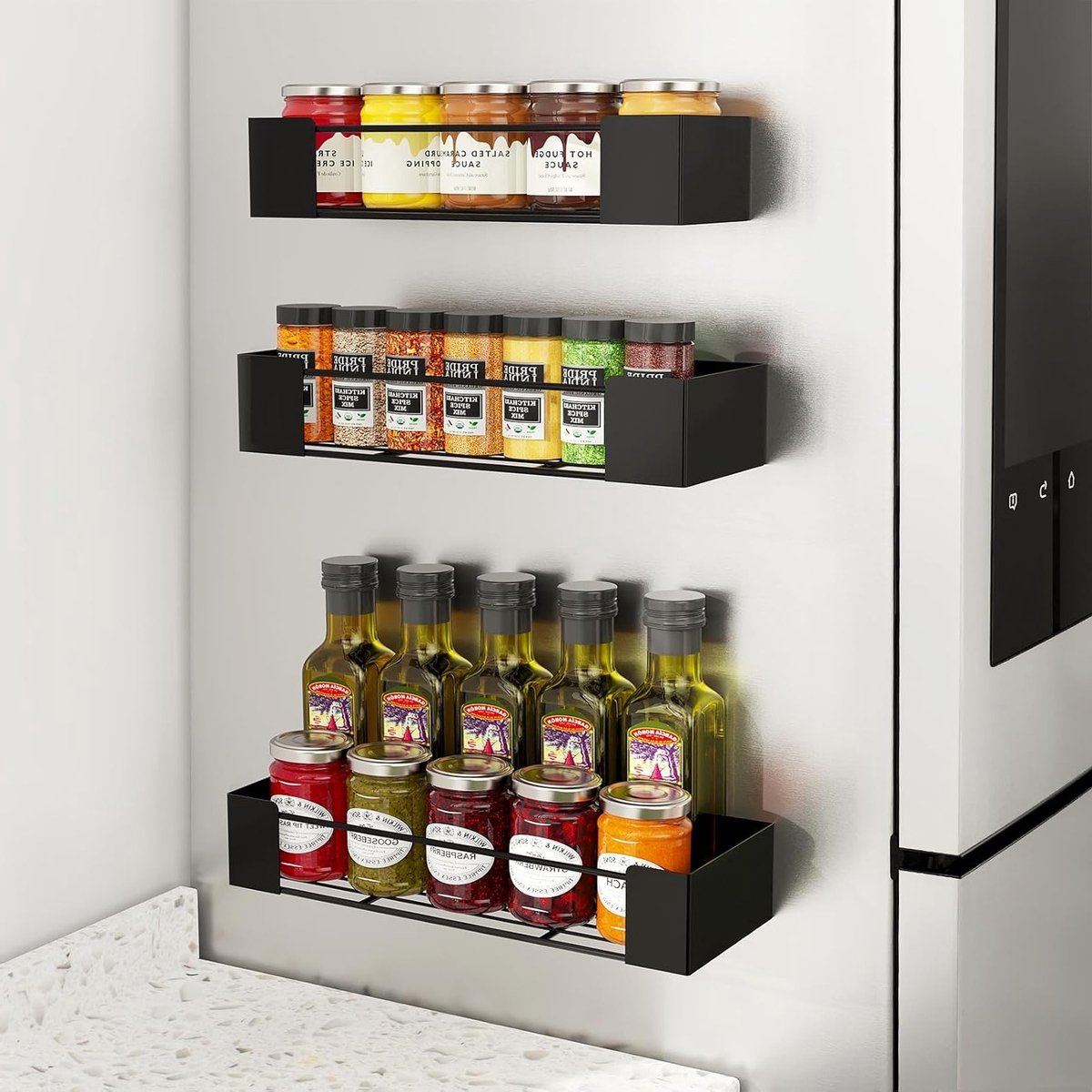 3-Pack Magnetische Specerijenrek Organizer voor Koelkast en Magnetron - Draagbare Opslag voor Keuken en Kruidensets