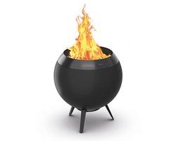 höfats MOON Vuurkorf 45 all black rookvrije vuurkorf van roestvrij staal, geëmailleerde rookarme vuurkorf met houtvergassingstechnologie, tweetraps verbrandingsproces