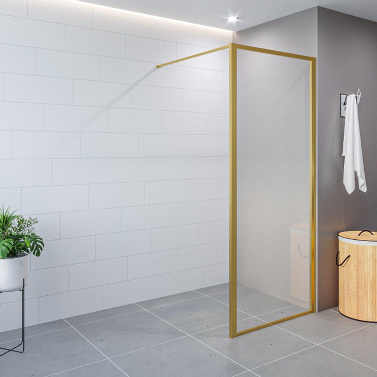 Aqua Vista Diasi inloopdouche - 120x200cm - 8mm - helder nano coating glas - frame - geborsteld messing