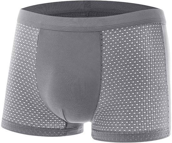 Boxershorts voor heren van bamboevezels, koel en dun ondergoed van ijzijde, naadloos en ademend, Grijs,3XL