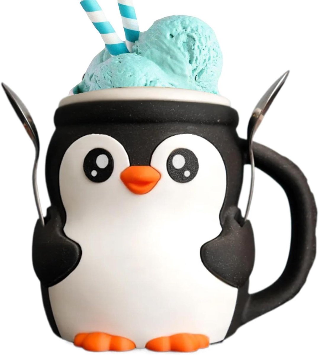 IJspint Houder - Dessert Cup - Genieten van IJs - Met Lepelhouder - 17 cm - Wit