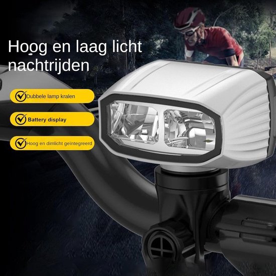 Fiets Voorlicht - Fietslamp Oplaadbaar - Veilig Fietsen - Real-time Stroomdisplay - 3200mAh Batterij - Wit — afbeelding 3