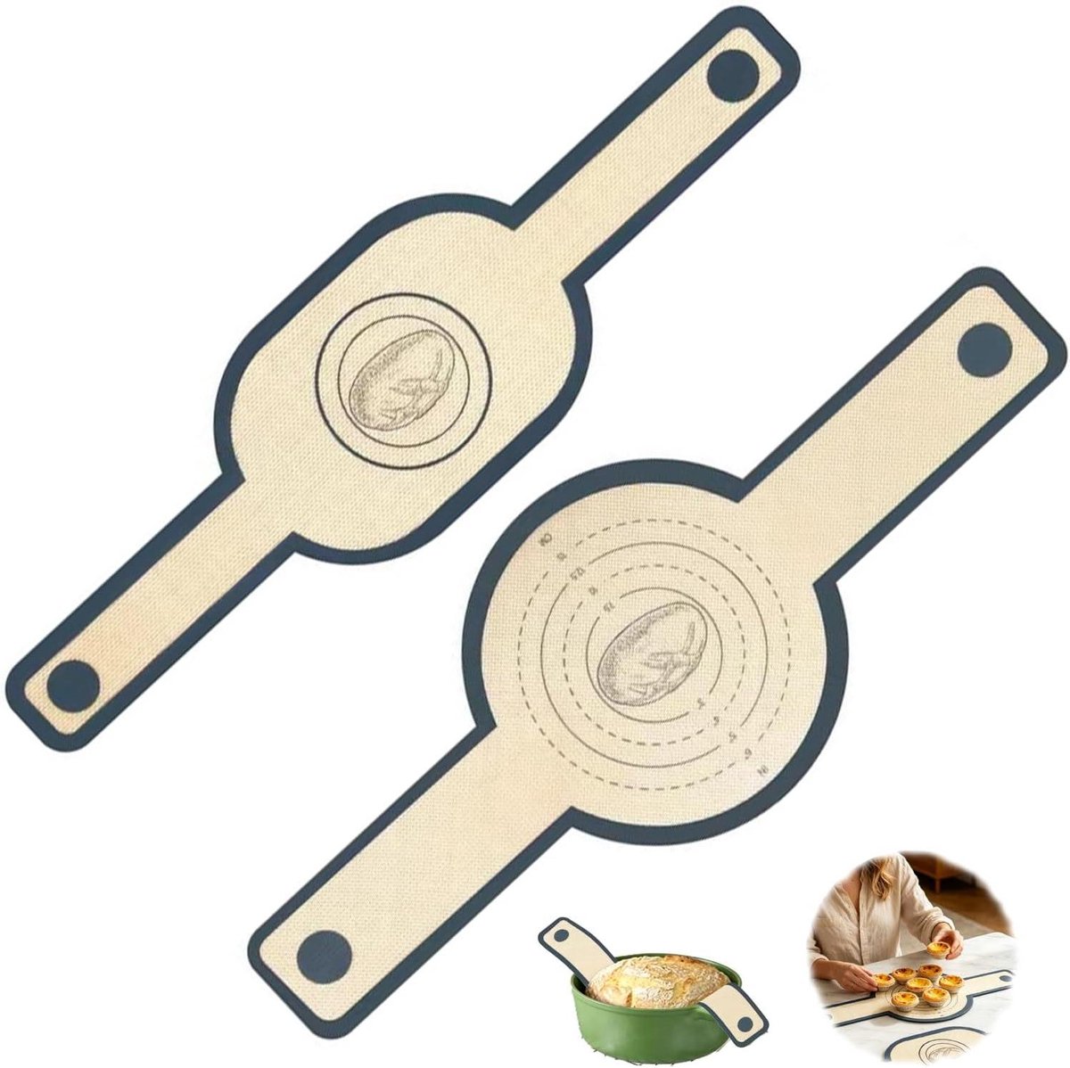 Bakmat Set - Brood Lus - Brood Bakken - Met Lange Handgrepen - 2 Stuks - Grijs