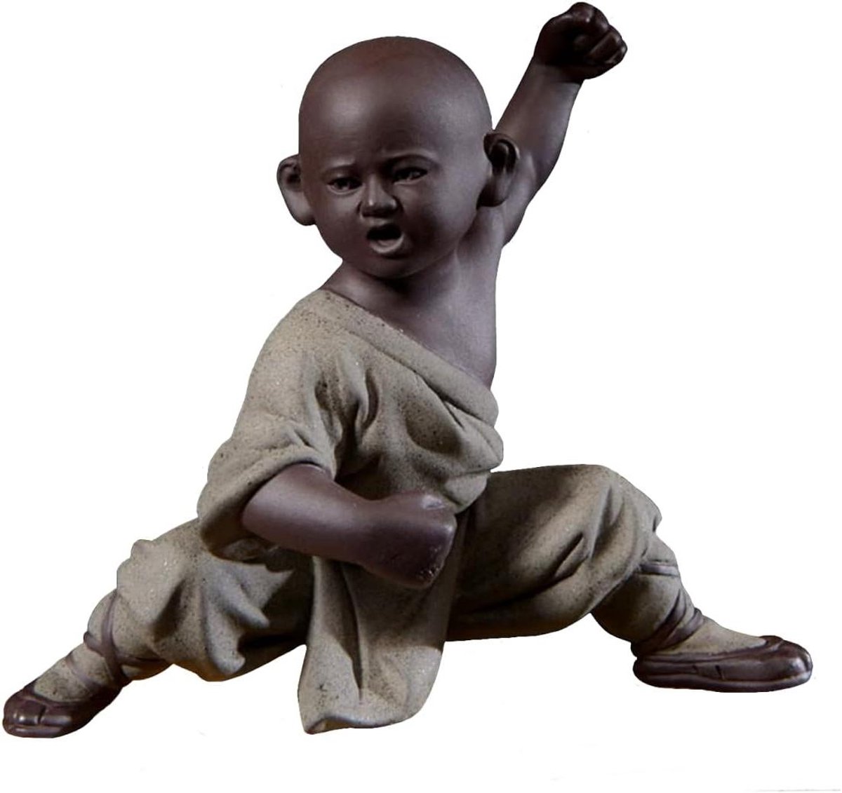 Monnik Standbeeld - Zen Beeldje - Huis Decoratie - Handgemaakt Keramiek - 135 cm - Gebroken Wit