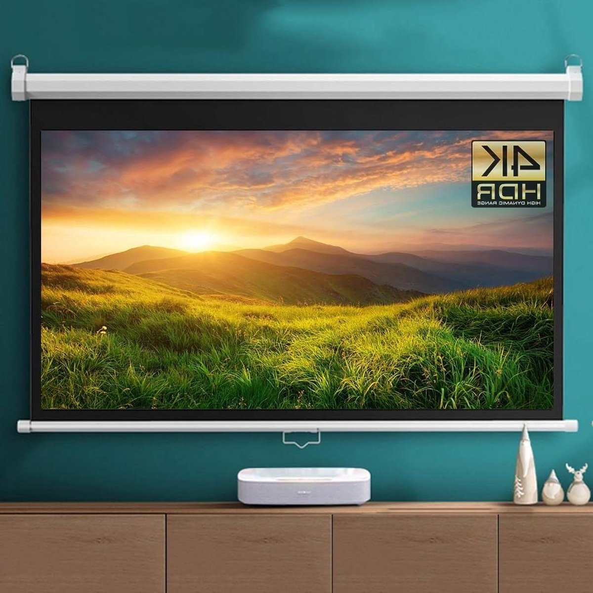 Projectiescherm Oprolbaar - Filmscherm HD - Thuisbioscoop Creëren - Handmatig Verstelbaar - 72 inch 16:9 - Wit