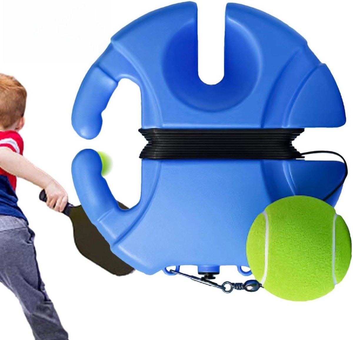Tennistrainer - Oefenapparaat Bal - Tennis Oefenen - Automatische Rebound - 21cm Basis - Blauw