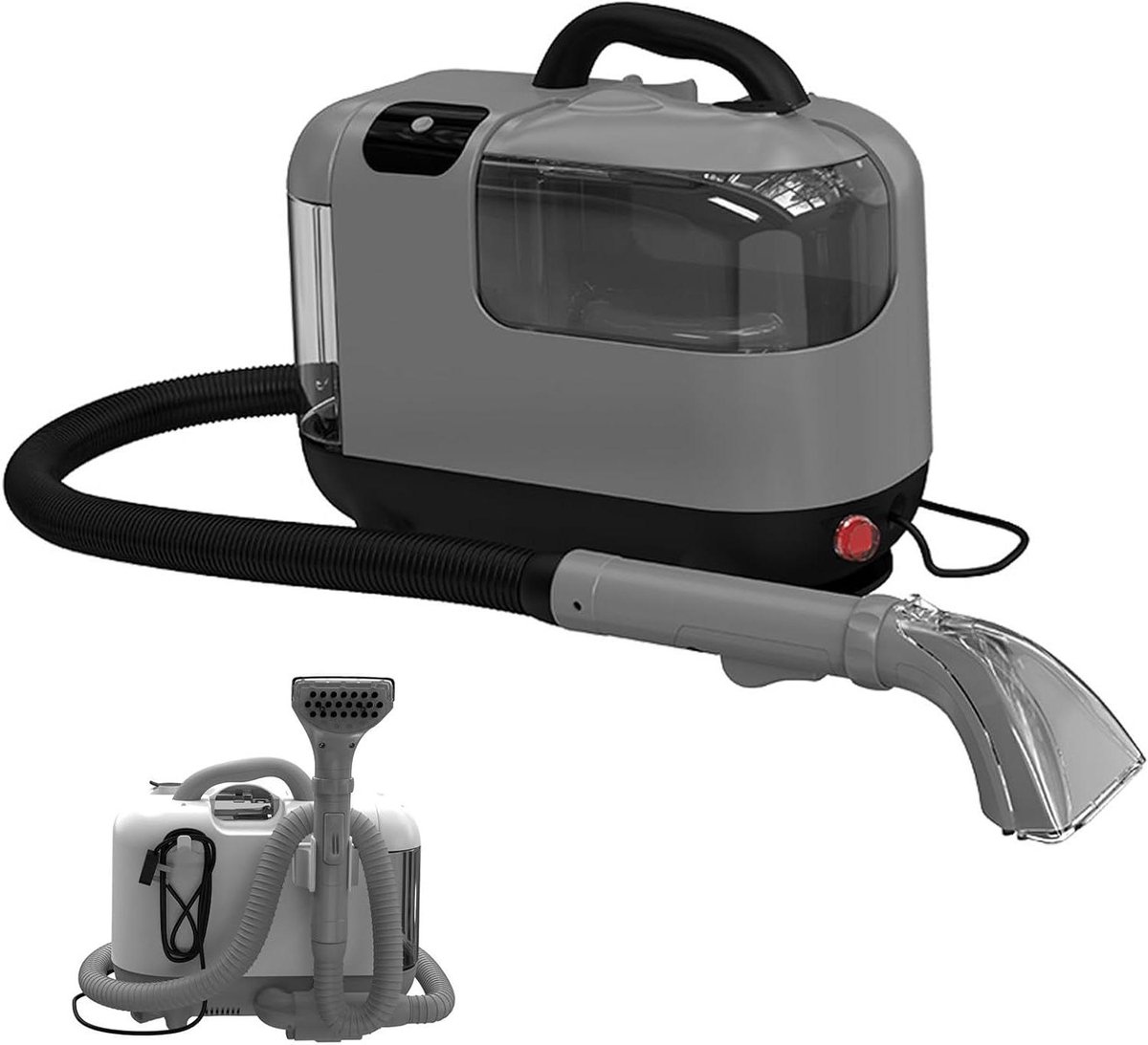 Tapijtreiniger - Bankreiniger - Huis reinigen - Hoge temperatuur stoom - 1200W 1.5m slang - Grijs