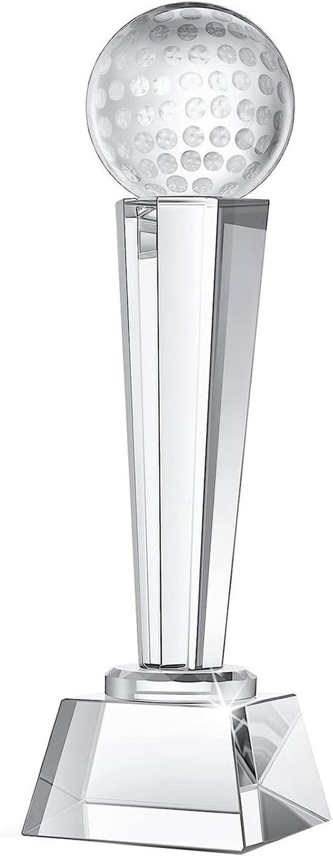 Golf Trofee - Kristallen Prijs - Wedstrijd Beloning - Hoogwaardig Kristal - 23 x 7 cm - Transparant
