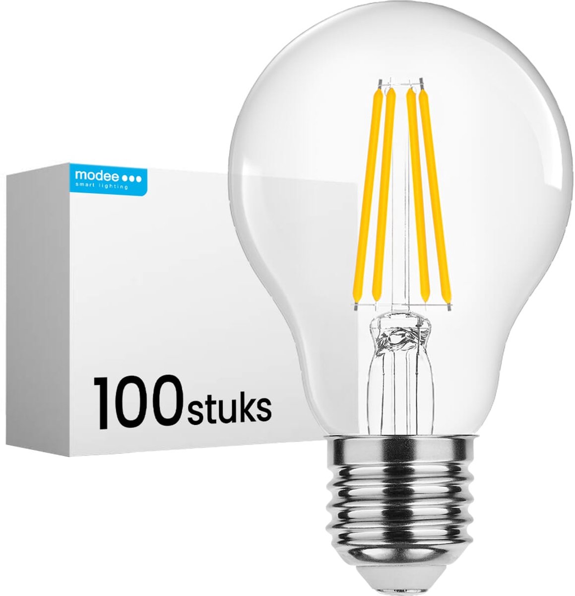 Modee E27 LED Lamp 4.2W - 470lm - 2700K - Warm Wit - LED Filament Globe A60 - Vervangt 40W Halogeen Gloeilamp - 100 stuks