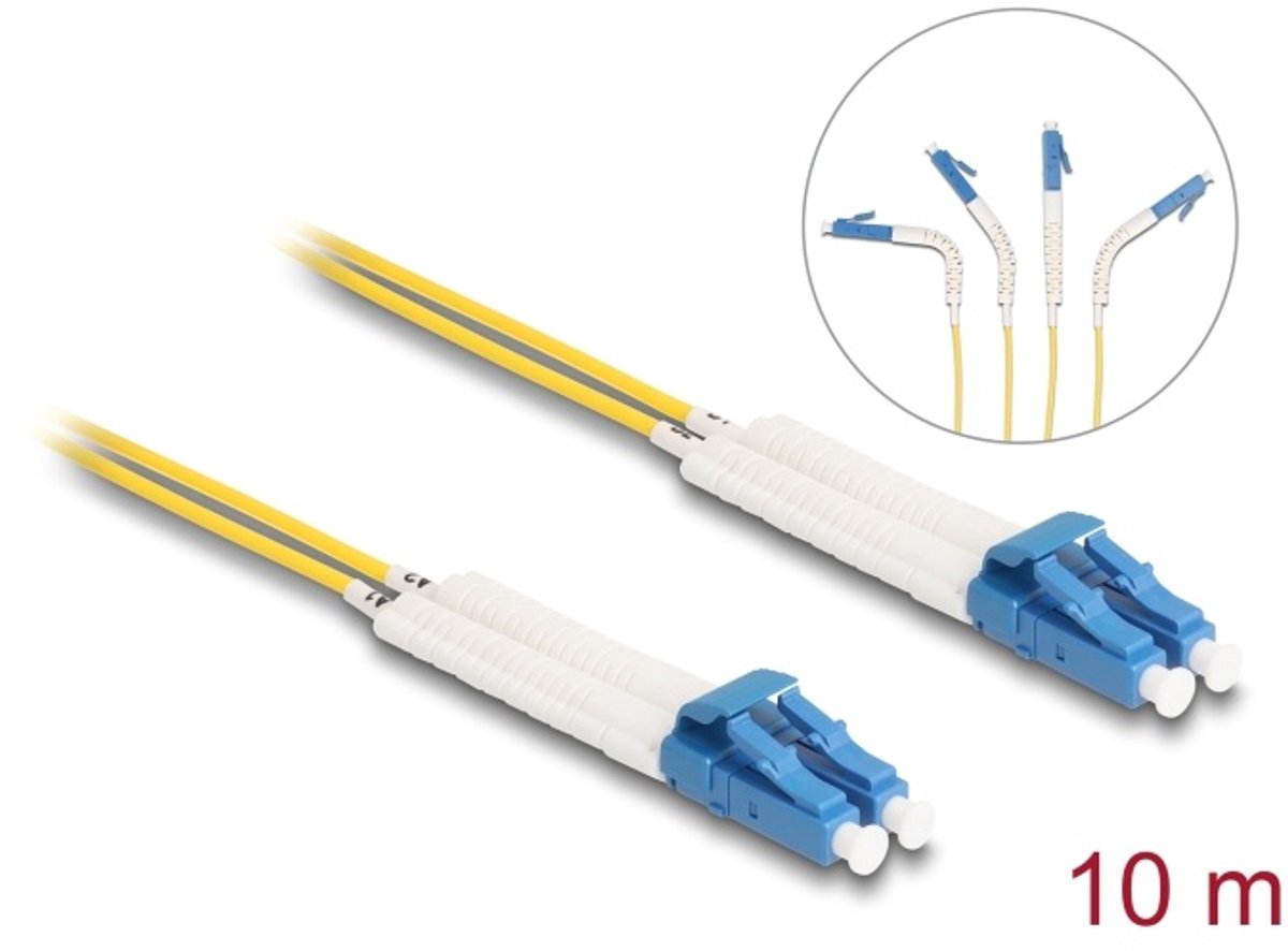 Delock Optical Fiber Cable LC Duplex to LC Duplex singlemode OS2 angled 10 m
