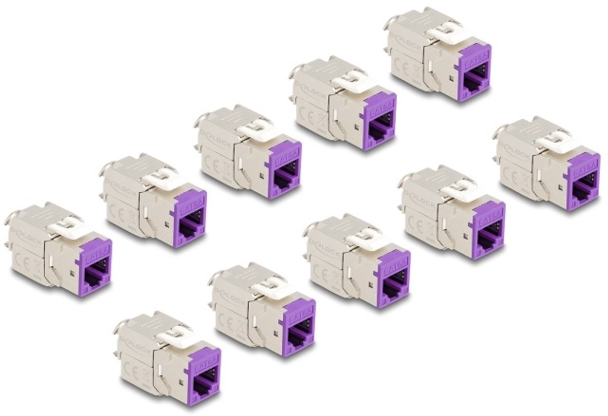 Delock Keystone Modul RJ45 jack to LSA Cat.6A toolfree violet set 10 pieces