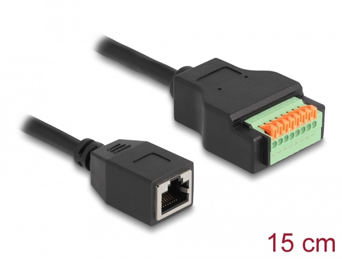RJ45 kabelkat. 5e Jack to Terminal Block Adapter met drukknop 15 cm