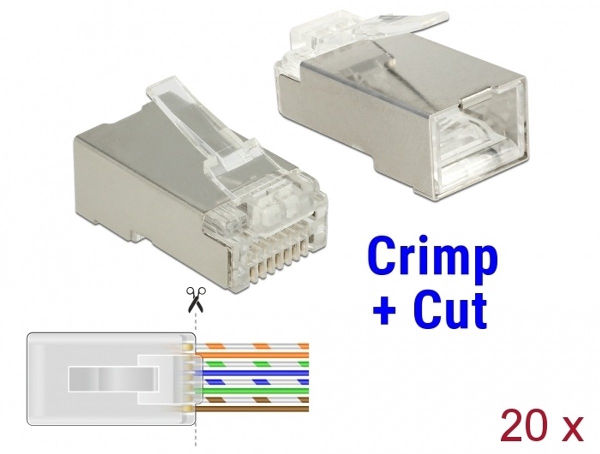 CAT6 RJ45 doorsteek connector afgeschermd 20 stuks