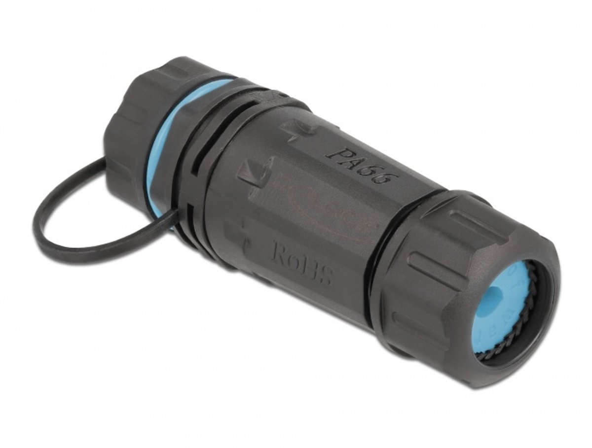 Image of Delock Cable Connector RJ45 jack to RJ45 jack Cat.6A with housing and protective cap waterproof