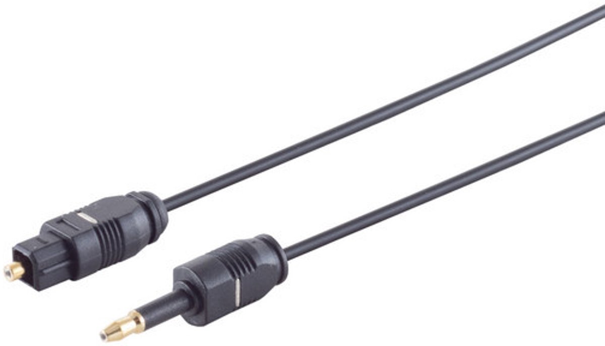 Optische Mini Toslink (m) - Toslink (m) Kabel - 2,2mm dik - Verguld - 1,5 meter - Zwart