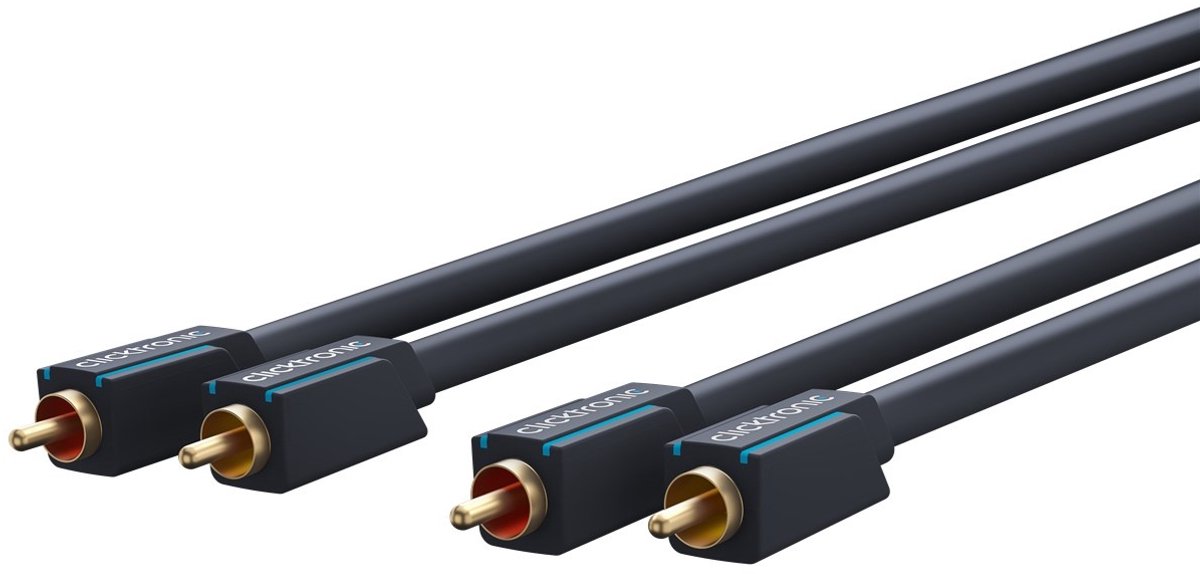 Clicktronic Stereo Tulp Kabel - Verguld - 10 meter - Zwart