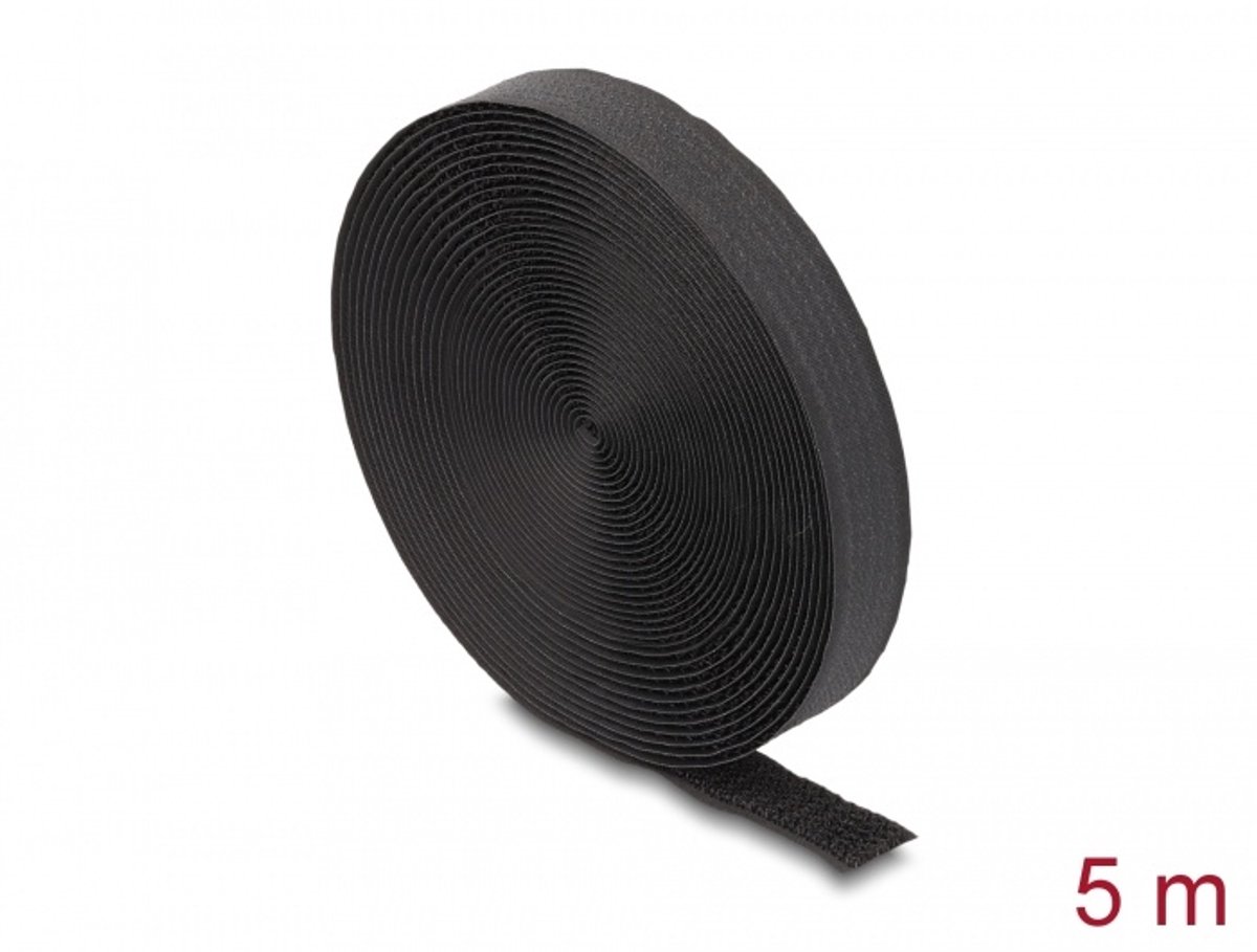 Delock Hook-and-Loop tape on roll with strap L 5 m x W 20 mm black
