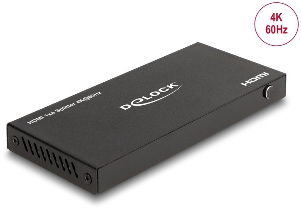 Delock HDMI Splitter 1 x HDMI in to 4 x HDMI out 4K 60 Hz with downscaler