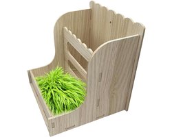 Hooi Voerbak - Knaagdier Accessoire - Netjes Voeren - Hout Ontwerp - 20 cm Hoog - Natuurlijk Hout