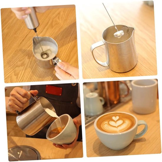 Elektrische melkschuimer van roestvrij staal met drievoudig snoer, handmixer Geschikt voor espresso met deksel, Geschikt voor thuisgebruik. van Merkloos — afbeelding 4