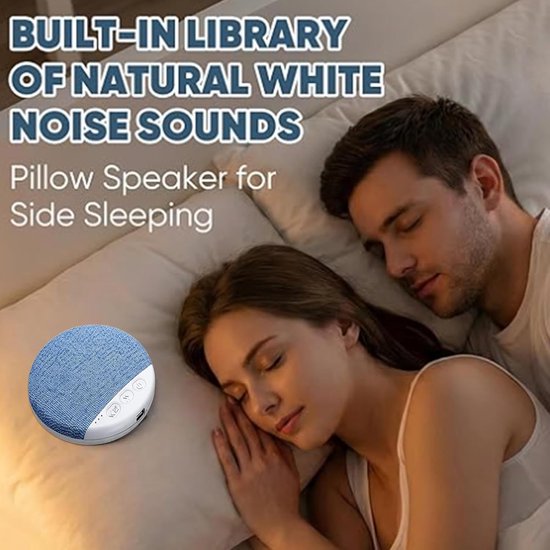 Onder kussen luidspreker - Slaap audio - Rustig slapen - Ingebouwde witte ruis - 9.6x1.1cm - Wit — afbeelding 4