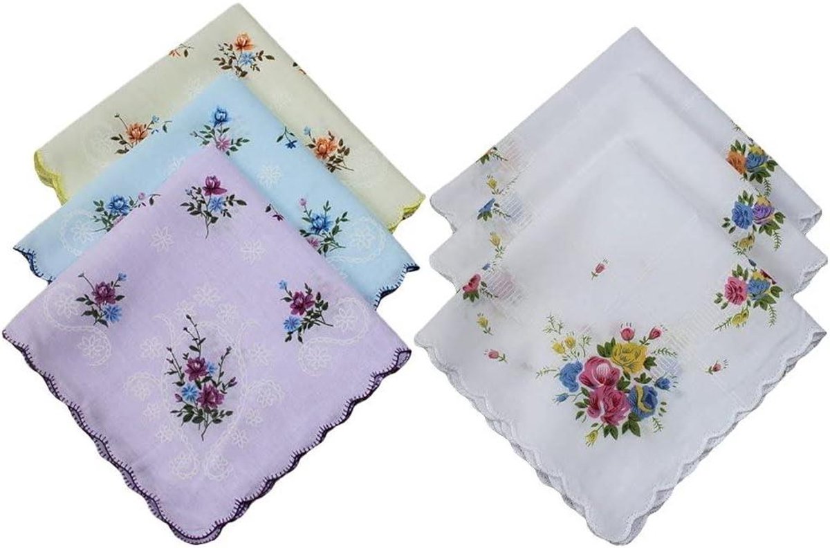 Dames zakdoeken - Bloemen borduurwerk - Cadeau geven - Zacht katoen - 30x30 cm - Diverse kleuren