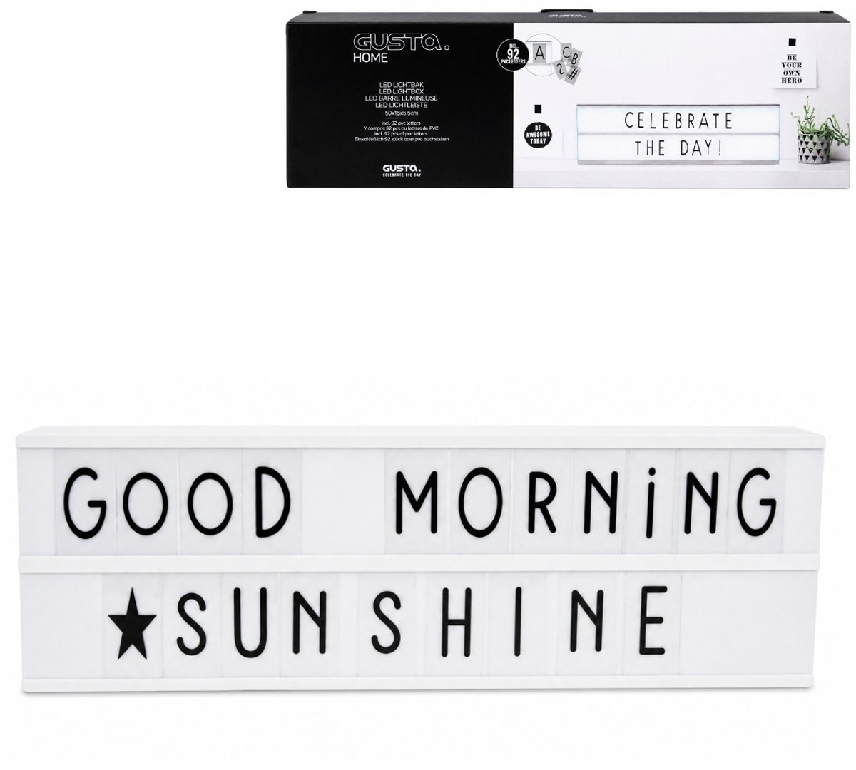 Gusta LED lightbox wit met 92 letters 50 cm