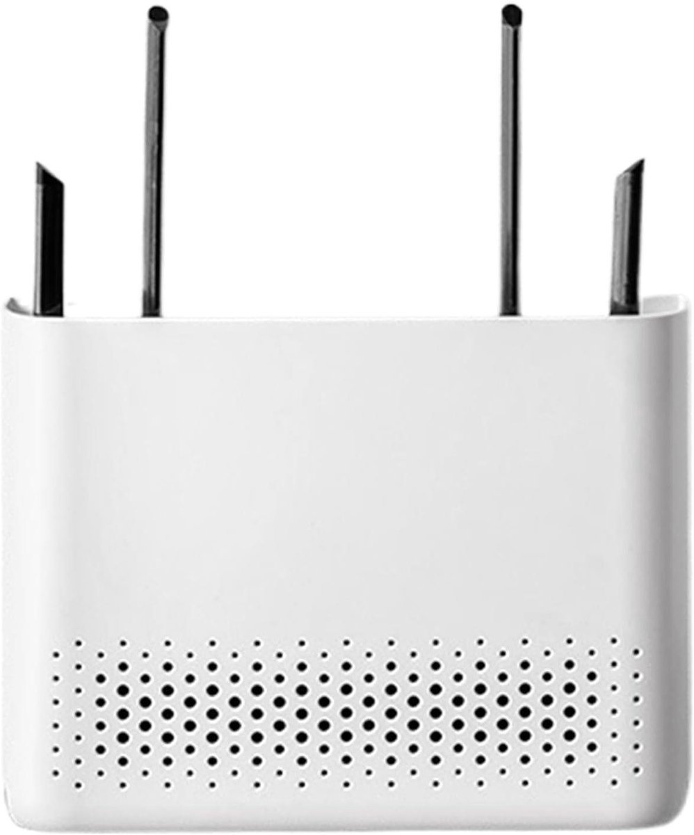 Router Opbergdoos - Kabel Organizer - Wandmontage - Geen Boren Nodig - 17x5.5x17 cm - Wit