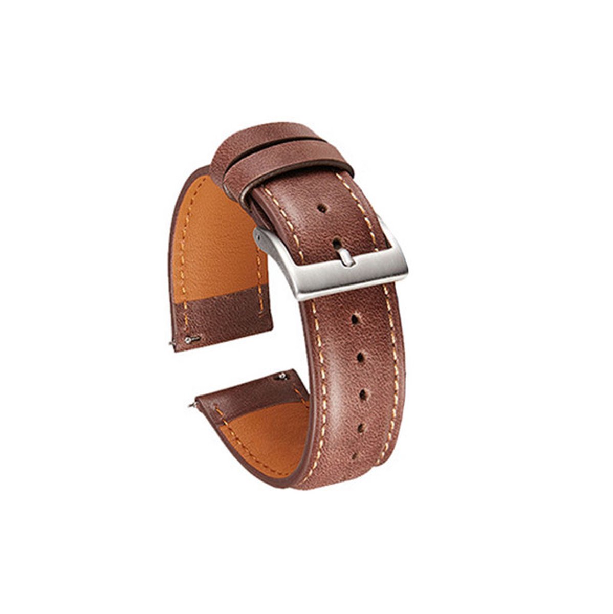 Leren horlogebandje - Horlogebandje - horlogebandje 20mm - Horlogeband - Universele horlogeband - Lichtbruin - 20 mm - Echt leer
