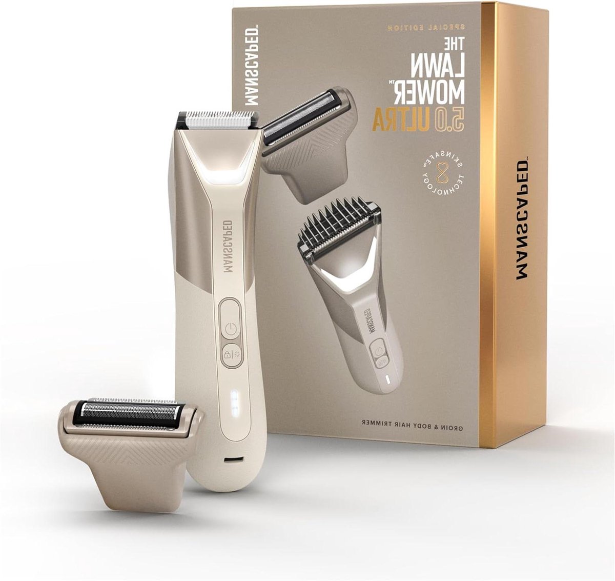 Lichaamshaartrimmer - Grooming tool - Persoonlijke verzorging - Dubbel kop systeem - USB-C opladen - Zandkleur