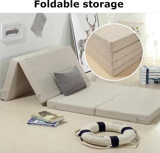Vouwmatras - Slaapmat - Logeren en reizen - Afneembare hoes - 200x60cm - Donkergrijs — afbeelding 3