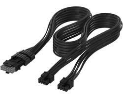 PSU Kabel - Voedingskabel PC - Computer Bouwen - Drievoudige Paracord Omhulling - 600W - Zwart